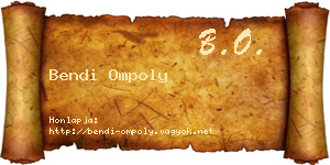 Bendi Ompoly névjegykártya